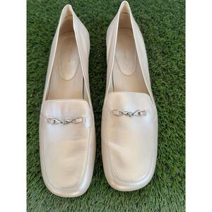 Trotters Metallic Champagne Leather Horsebit Slip-On Loafers Flats Size 12Narrow